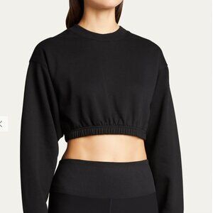 Alo Yoga Devotion Pullover Fleece Crop Sweatshirt Black  - XS